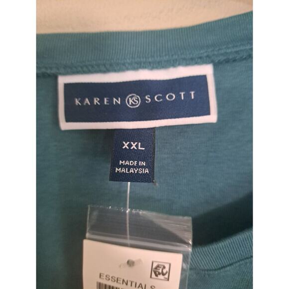 Karen Scott Womens Deep Jade Short Sleeve V Neck Henley Top Size XXL - Picture 4 of 7